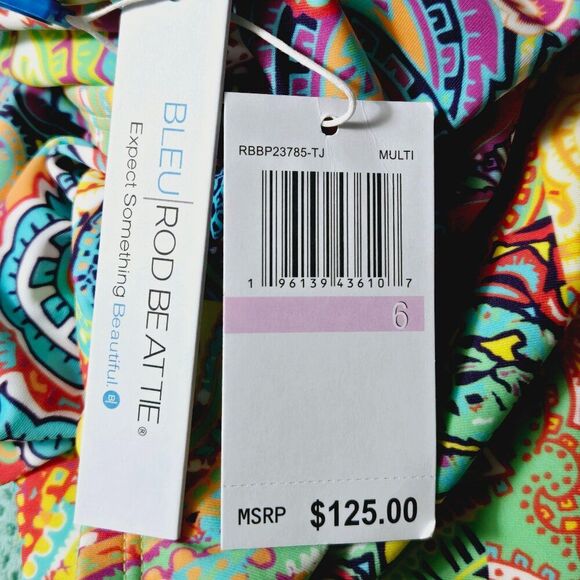 NWT BLEU ROD BEATTIE PAISLEY BOHEMIAN ASYMMETRICAL TOP ONE PIECE SWIMSUIT 6 $125 - Picture 7 of 11
